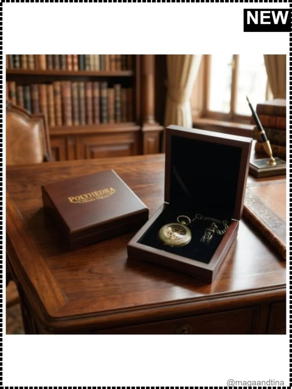 Hand-Wind Mechanical Pocket Watch with Chain Vintage Bronze 45mm